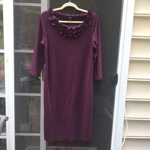 Talbots Plum Maroon Merlot 3/4 Sleeve Drress